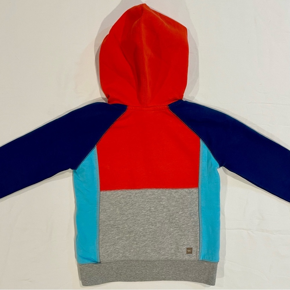 Tea Collection Colorblock Hoodie Boys 5 Hooded Sweatshirt Full Zip Fall Spring - Picture 3 of 5